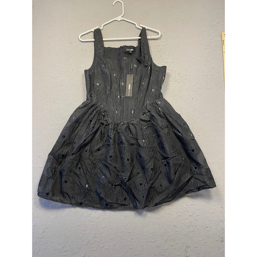 Fashion Nova Larisa In Love Mini Dress Jacquard Black XL Womens